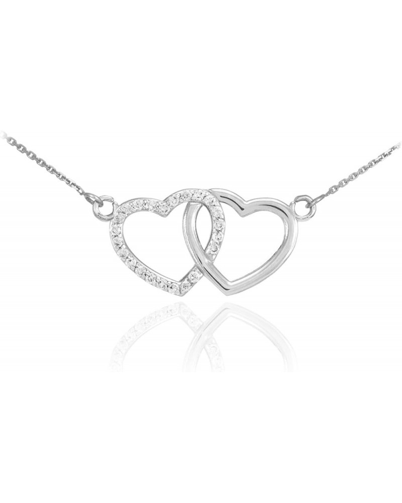 925 Sterling Silver Open Heart Twins Pendant CZ-Studded Gemini Necklace 20.0 Inches $25.95 Necklaces