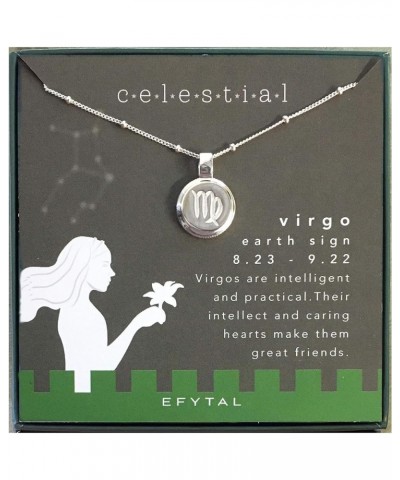 Best Friend Birthday Gifts, 925 Sterling Silver Bezel Edge Zodiac Necklace, Star Sign Necklaces, Friendship Gift for Bridesma...