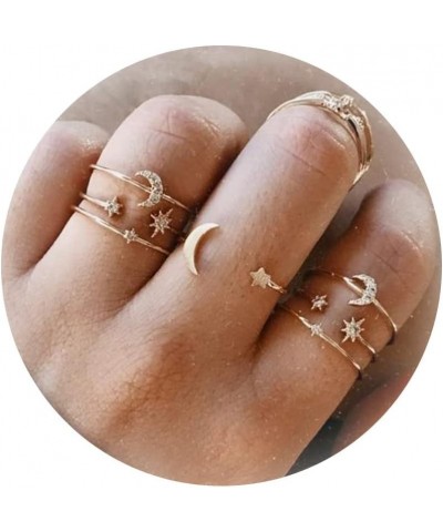 Gold Rings for Women Stackable Rings for Teen Girl Gifts Trendy Stuff Simple Star Moon Knuckle Rings Set Boho Rings Cute Stuf...