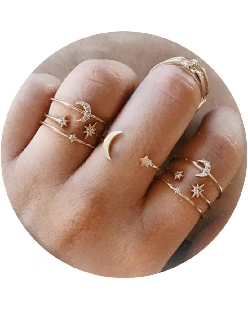 Gold Rings for Women Stackable Rings for Teen Girl Gifts Trendy Stuff Simple Star Moon Knuckle Rings Set Boho Rings Cute Stuf...