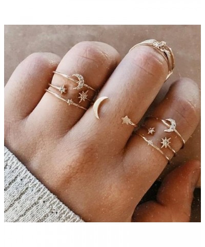 Gold Rings for Women Stackable Rings for Teen Girl Gifts Trendy Stuff Simple Star Moon Knuckle Rings Set Boho Rings Cute Stuf...