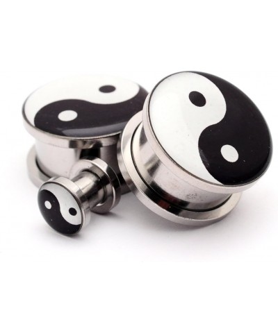 Screw on Plugs - Yin Yang Style 1 Picture Plugs - Sold As a Pair 4g (5mm) $11.50 Body Jewelry