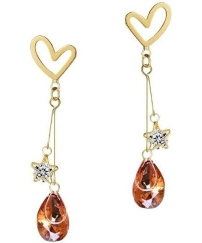 Austrian Crystal Earrings Love Heart Gold Plated Rhinestone Star Teardrop Drop Dangle Earrings Cubic Zirconia Statement Love ...