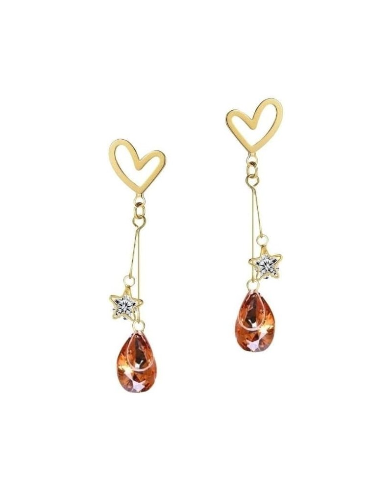 Austrian Crystal Earrings Love Heart Gold Plated Rhinestone Star Teardrop Drop Dangle Earrings Cubic Zirconia Statement Love ...