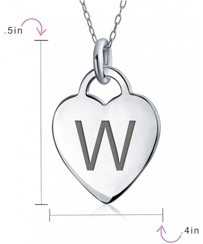 Tiny Minimalist ABC Heart Shape Script Or Block Letter Alphabet A-Z Initial Pendant Necklace For Teen For Women .925 Sterling...