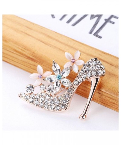 High Heeled Shoes Brooch for Women,Rhinestone Inlaid High Heel Shoe Brooch Pin Breastpin Scarf Shawl Clip for Women Girl Jewe...