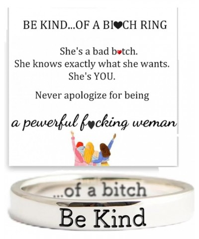 Be Kind Of A Bitch Ring For Women, Inspirational Stainless Steel Band Friendship Motivational Jewelry Gift for Sisters & Best...