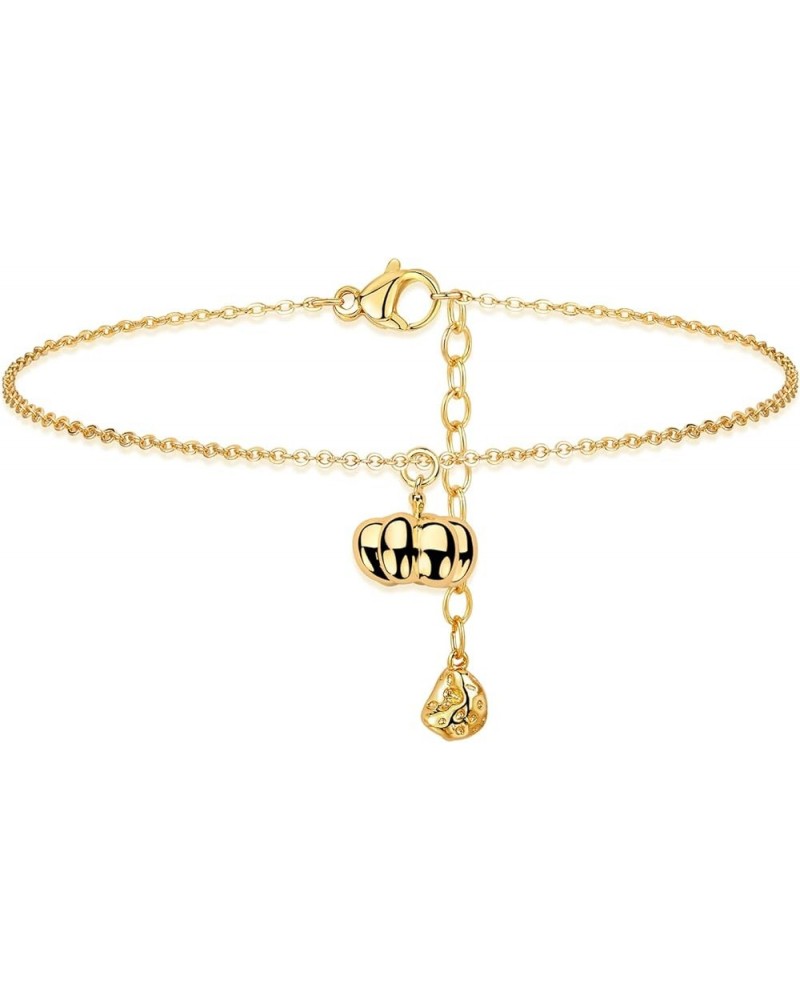 Anklet for Women, 14K Gold Plated Simple Summer Beach Boho Foot Chain Jewelry Pumpkin $11.09 Anklets