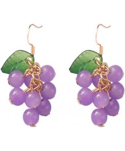 3D Food Earrings Fruit Earrings ffor Women Handmade Green Purple Grape Cute Dangle Drop Earrings Purple $7.79 Earrings