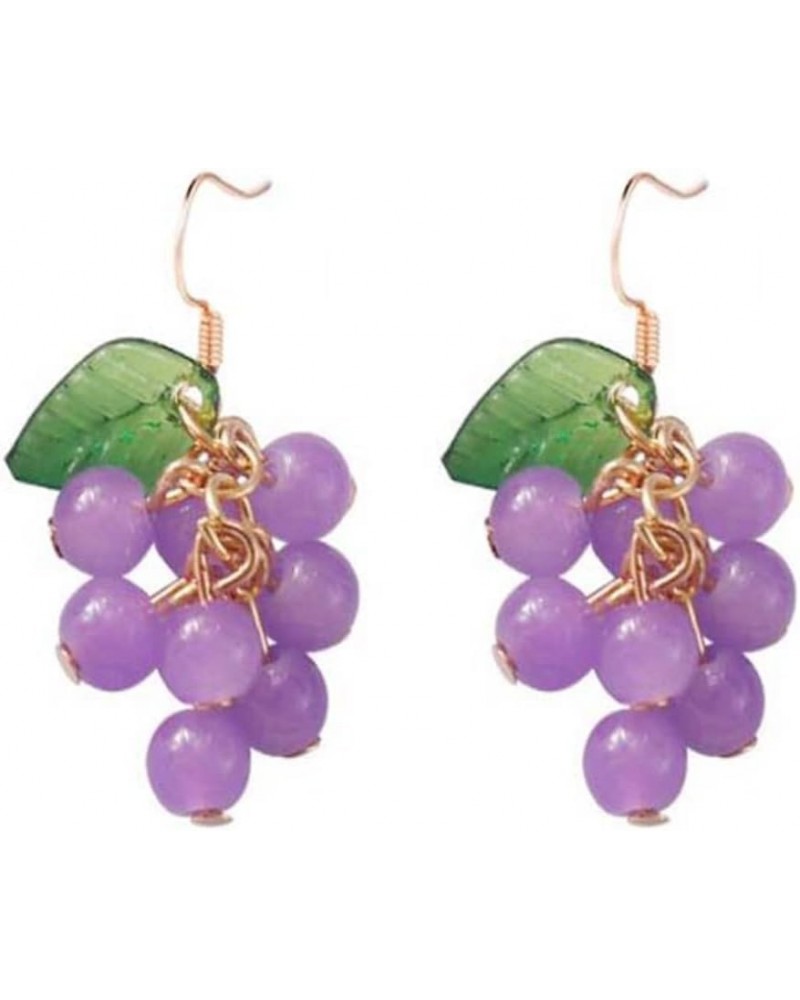 3D Food Earrings Fruit Earrings ffor Women Handmade Green Purple Grape Cute Dangle Drop Earrings Purple $7.79 Earrings