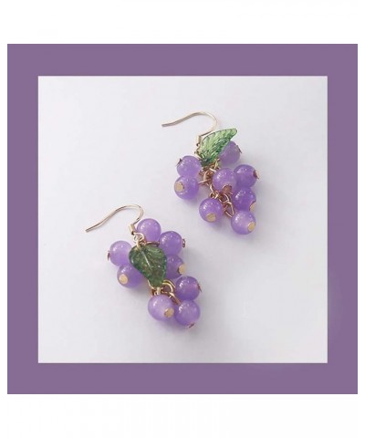 3D Food Earrings Fruit Earrings ffor Women Handmade Green Purple Grape Cute Dangle Drop Earrings Purple $7.79 Earrings