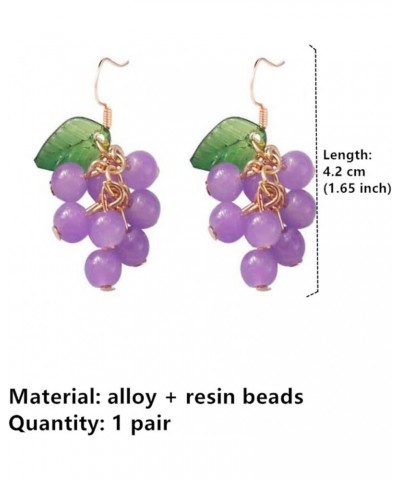 3D Food Earrings Fruit Earrings ffor Women Handmade Green Purple Grape Cute Dangle Drop Earrings Purple $7.79 Earrings