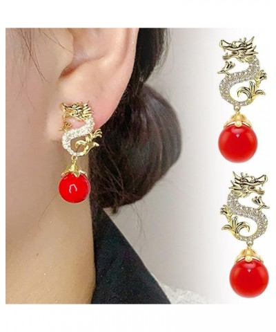 Chinese New Year Dragon Earrings For Women,Glitter Cubic Zirconia Pearl Dangle,Exquisite Dragon Earrings for Women,Have One's...