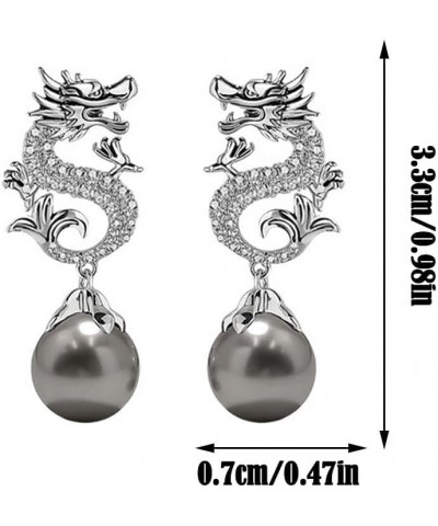 Chinese New Year Dragon Earrings For Women,Glitter Cubic Zirconia Pearl Dangle,Exquisite Dragon Earrings for Women,Have One's...