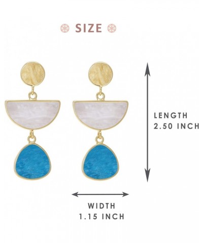 Multi-Colorblock Geometric Frame Statement Earrings with Acrylic Gem Dangle Drops for Women YELLOW COLOR BLOCK $10.12 Earrings