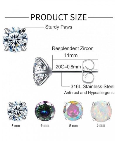 10 Pairs Stud Earrings Set, Hypoallergenic Earrings for Women Studs Set, Stainless Steel Earrings, Cubic Zirconia Earrings St...