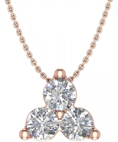 0.30 Carat 3-Stone Diamond Pendant Necklace in 10K Solid Gold Rose Gold $94.35 Necklaces