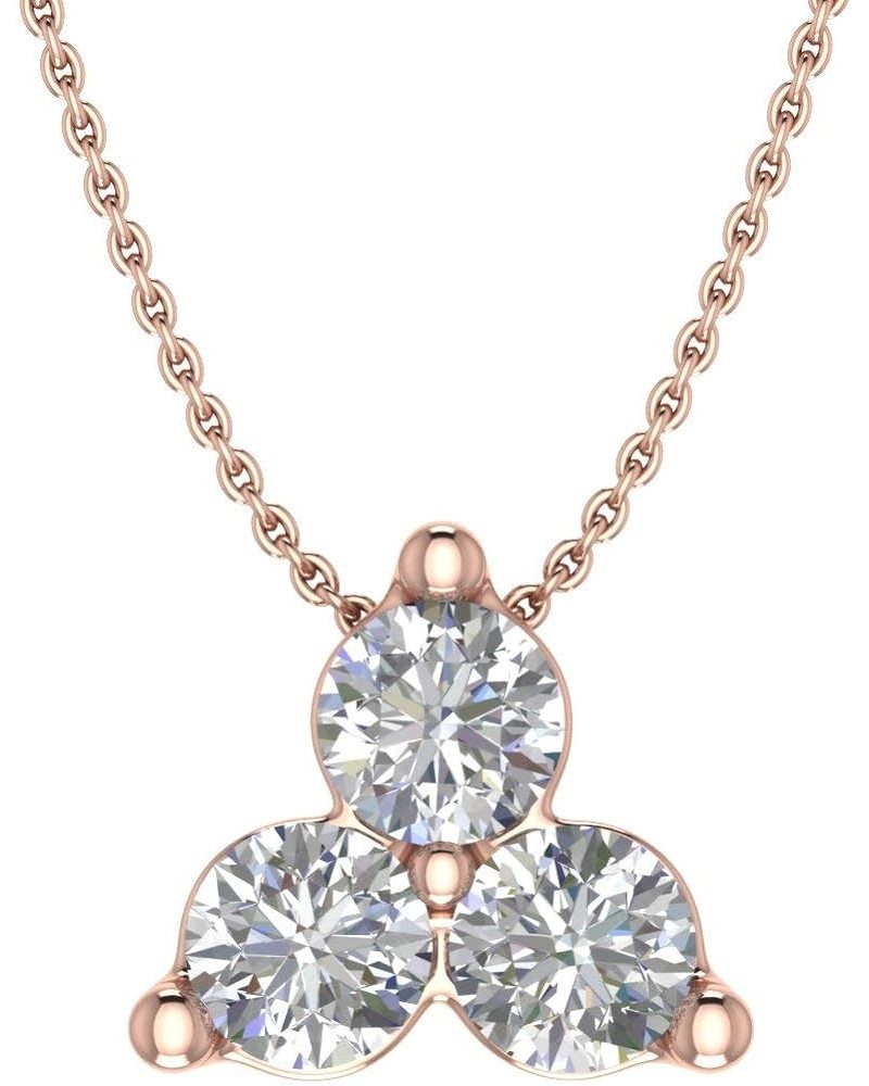 0.30 Carat 3-Stone Diamond Pendant Necklace in 10K Solid Gold Rose Gold $94.35 Necklaces