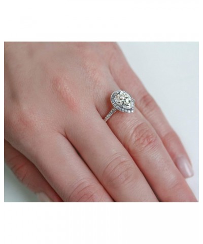 Pear Shape Moissanite Halo Engagement Ring 2 1/2 CTW 14k White Gold $520.52 Rings