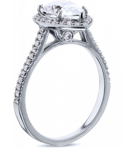 Pear Shape Moissanite Halo Engagement Ring 2 1/2 CTW 14k White Gold $520.52 Rings