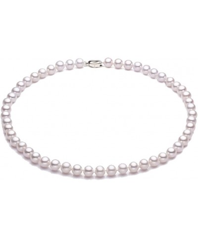 Necklace Classic 7-8mm Round White Cultured Freshwater Pearl Necklace for Women 18 $19.35 Necklaces