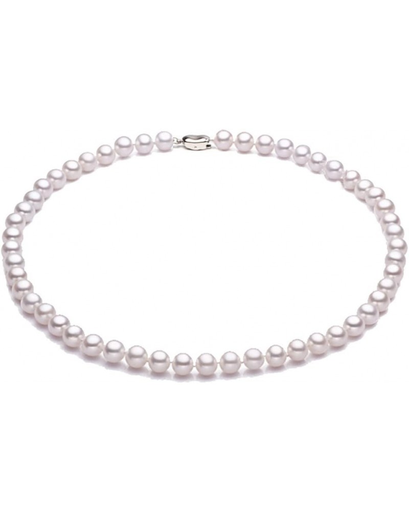 Necklace Classic 7-8mm Round White Cultured Freshwater Pearl Necklace for Women 18 $19.35 Necklaces