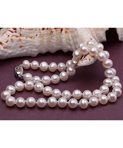 Necklace Classic 7-8mm Round White Cultured Freshwater Pearl Necklace for Women 18 $19.35 Necklaces