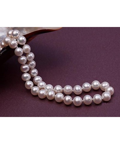 Necklace Classic 7-8mm Round White Cultured Freshwater Pearl Necklace for Women 18 $19.35 Necklaces