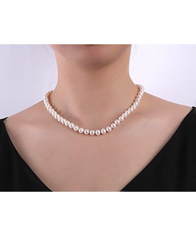 Necklace Classic 7-8mm Round White Cultured Freshwater Pearl Necklace for Women 18 $19.35 Necklaces