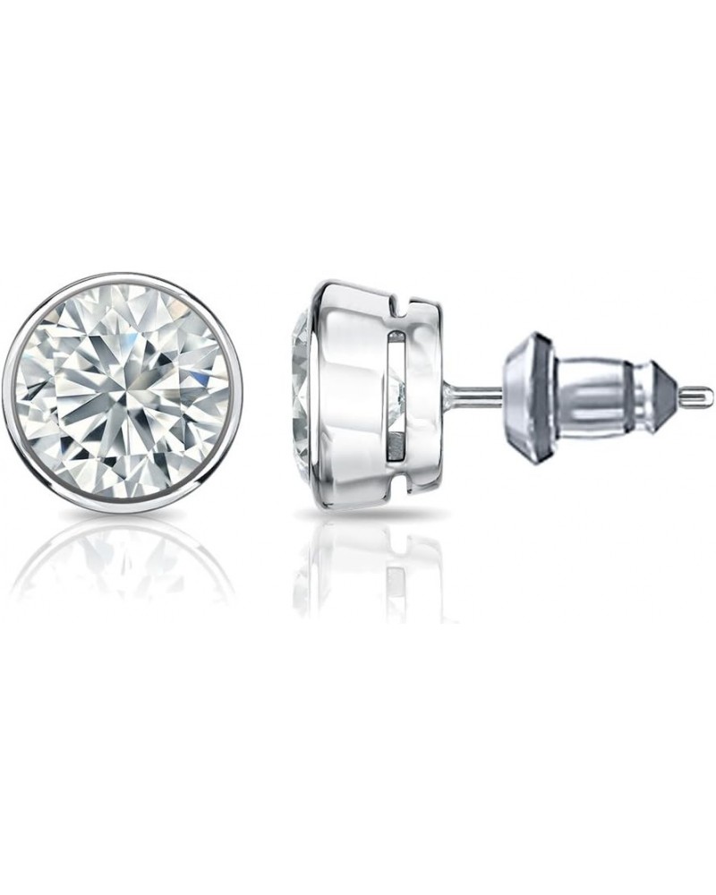 14k Gold Round Diamond Simulant CZ Stud Earrings Bezel-set (1/4-2cttw,Excellent Quality) White Gold 0.6 carats $82.74 Earrings