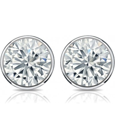 14k Gold Round Diamond Simulant CZ Stud Earrings Bezel-set (1/4-2cttw,Excellent Quality) White Gold 0.6 carats $82.74 Earrings