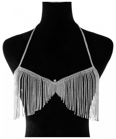 Tassel Rhinestone Chest Chain Bra Body Jewelry for Women Silver Bikini Bra Body Chains ST-61-Silver $11.95 Body Jewelry