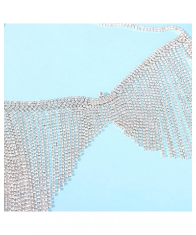 Tassel Rhinestone Chest Chain Bra Body Jewelry for Women Silver Bikini Bra Body Chains ST-61-Silver $11.95 Body Jewelry