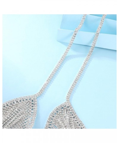 Tassel Rhinestone Chest Chain Bra Body Jewelry for Women Silver Bikini Bra Body Chains ST-61-Silver $11.95 Body Jewelry