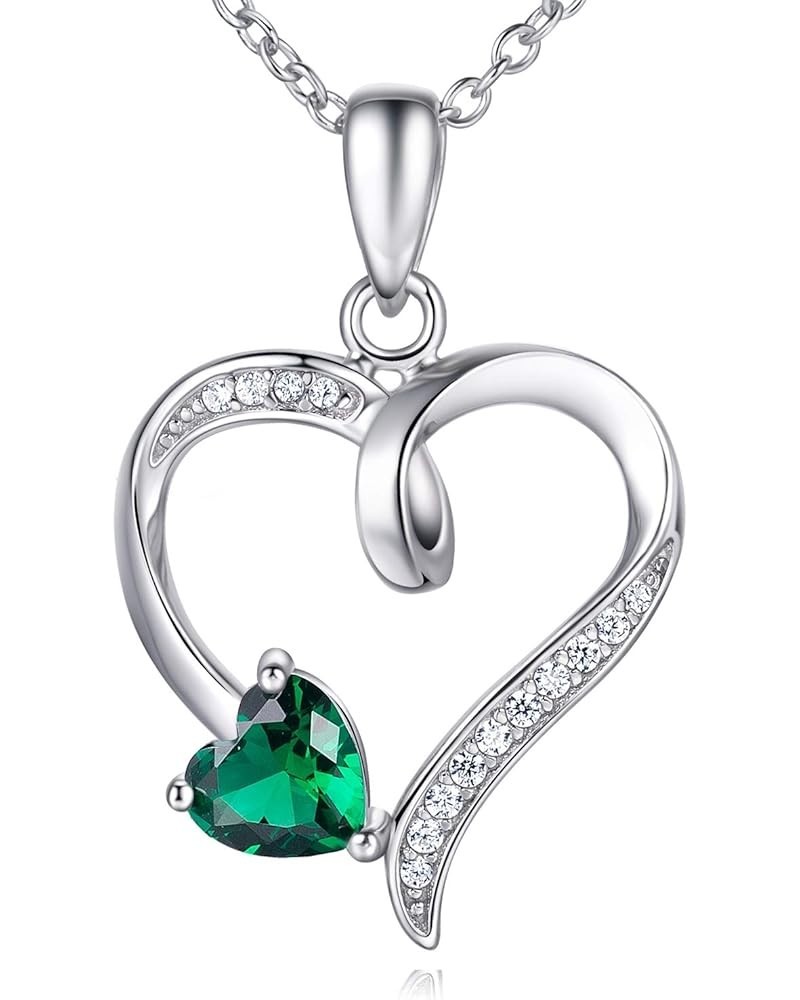 Heart Necklaces for Women Valentines Day Gifts for Her 925 Sterling Silver Birthstone Necklaces Heart-Shape 5A Cubic Zirconia...