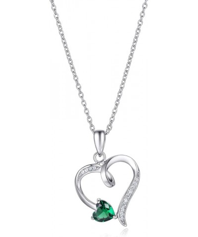 Heart Necklaces for Women Valentines Day Gifts for Her 925 Sterling Silver Birthstone Necklaces Heart-Shape 5A Cubic Zirconia...