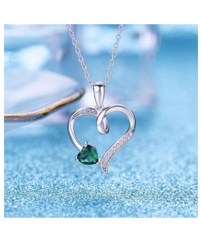 Heart Necklaces for Women Valentines Day Gifts for Her 925 Sterling Silver Birthstone Necklaces Heart-Shape 5A Cubic Zirconia...