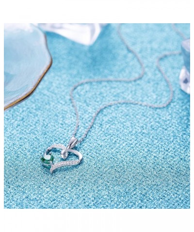 Heart Necklaces for Women Valentines Day Gifts for Her 925 Sterling Silver Birthstone Necklaces Heart-Shape 5A Cubic Zirconia...