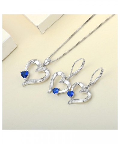 Heart Earrings Sterling Silver Love Heart Dangle Drop Earrings Birthstone Leverback Jewelry for Women 09-sapphire-Sept $31.24...