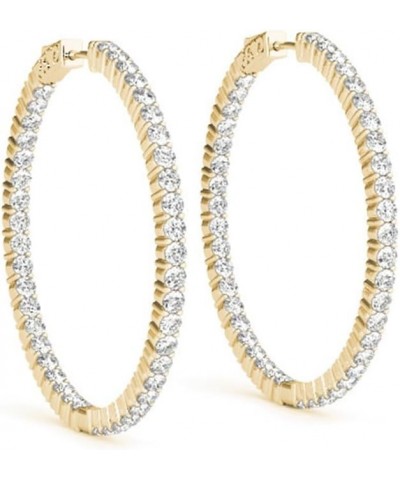 Diamond Hoop Earrings for Women with 1-10 CTW Lab-Grown Diamond Earrings in 14K Real Gold, E-F VS1-VS2 1 Carat Yellow Gold $9...