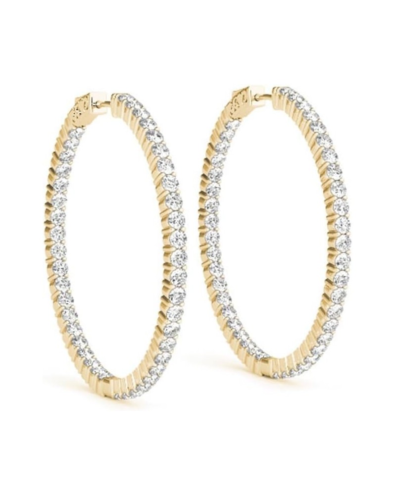 Diamond Hoop Earrings for Women with 1-10 CTW Lab-Grown Diamond Earrings in 14K Real Gold, E-F VS1-VS2 1 Carat Yellow Gold $9...