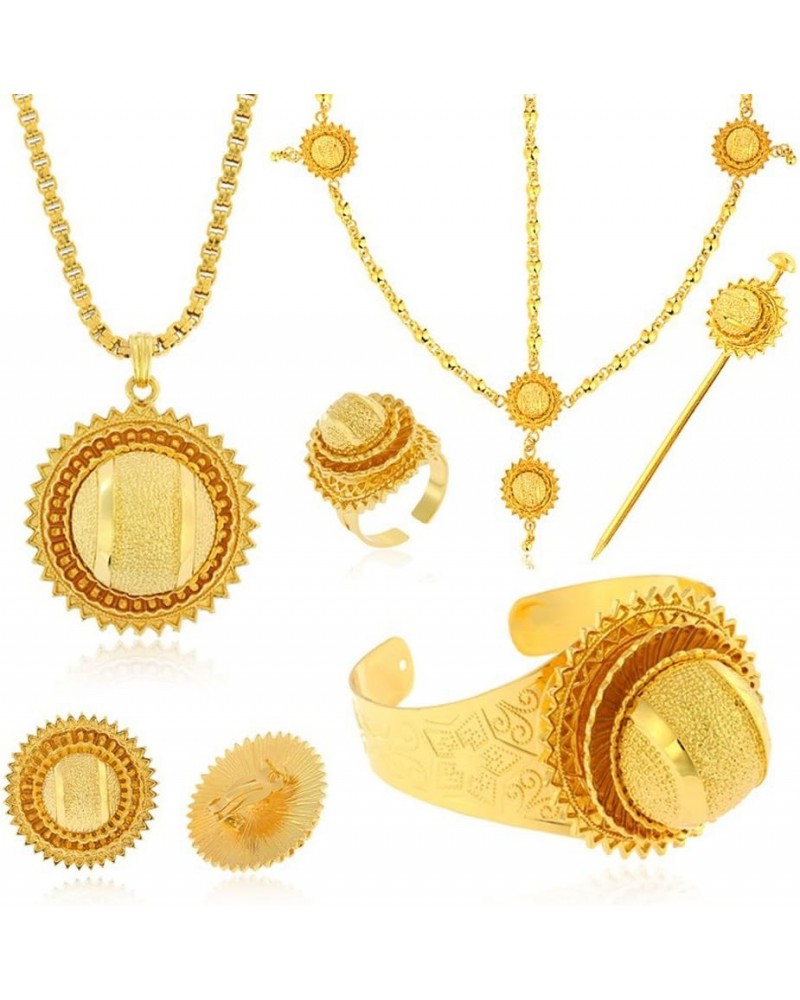 Big Size Six Pcs Jewelry Sets for Ethiopian Habesha Gold Color Women Wedding Party Jewelry S141A $18.81 Jewelry Sets