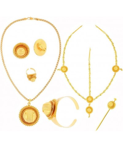 Big Size Six Pcs Jewelry Sets for Ethiopian Habesha Gold Color Women Wedding Party Jewelry S141A $18.81 Jewelry Sets