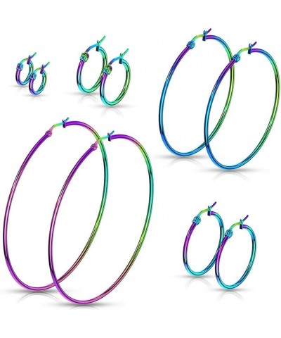 Pair of Rainbow Anodized 316L Stainless Steel Round Hoop Earrings 22 GA, Length: 30mm $10.07 Body Jewelry