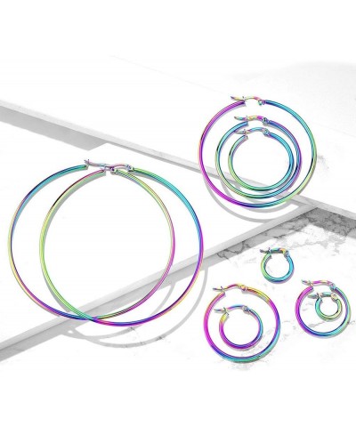 Pair of Rainbow Anodized 316L Stainless Steel Round Hoop Earrings 22 GA, Length: 30mm $10.07 Body Jewelry