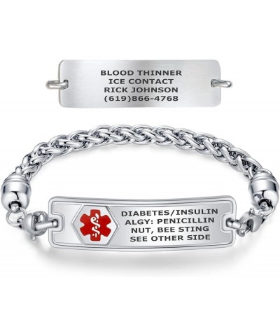 Custom Engraved Medical Alert Bracelets for Women, Stainless Steel Medical Bracelet, Medical ID Bracelet w/Free Engraving – C...