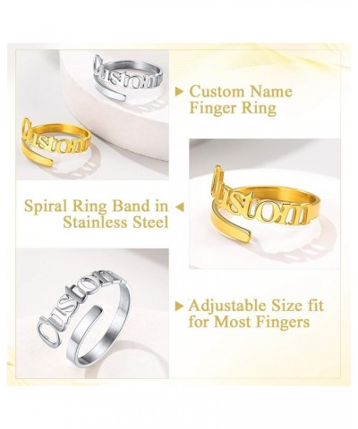 Personalized Name Rings/Monogram Initial Ring Engraved,Gold Plated/Sterling Silver/Stainless Steel,Size Adjustable Custom Mem...