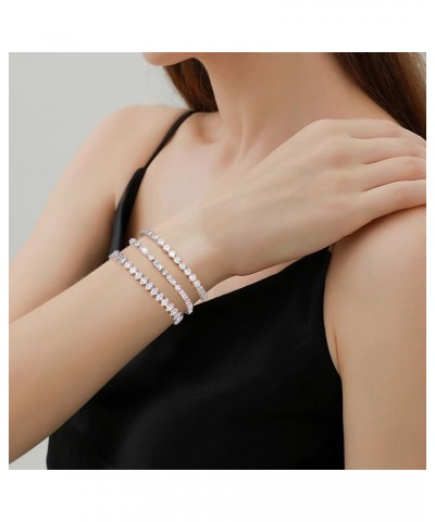 14K Gold Plated Tennis Bracelet Cubic Zirconia Classic Adjustable Bracelet Silver Bracelets for Women Girls Birthday Valentin...