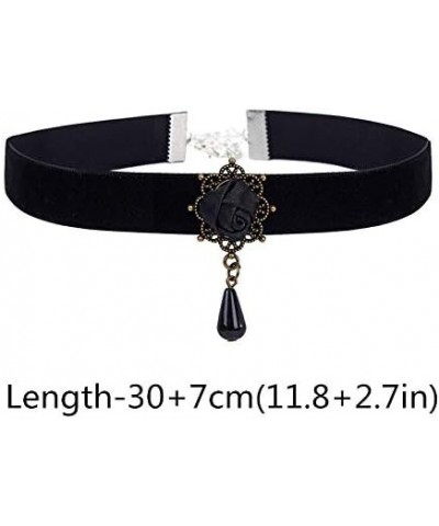 Vintage Velvet Choker Retro Lolita Gothic Rock Vintage Ribbon Lace Velvet Cloth Cosplay Choker Necklace for Women Girls Rose ...