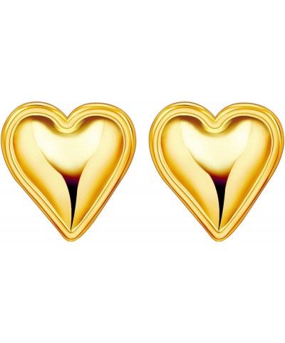 Gold Heart Earrings Dangle Heart Drop Earrings 18K Gold Statement Heart Earrings for Women Chunky Heart Shaped Earrings E:Gol...